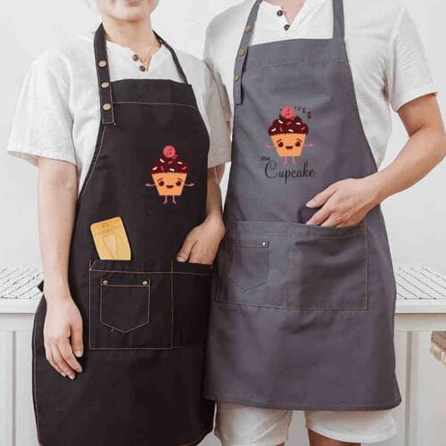 Canvas apron Kindergarten restaurant tea shop cake baking kitchen cooking neck adjustable men and women work apron chef