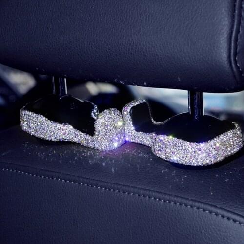 Car Headrest Hook Diamond Seat Back Hanger Holder Vehicle Organizer for Handbags Purses Coats and Grocery Bags 2pcs