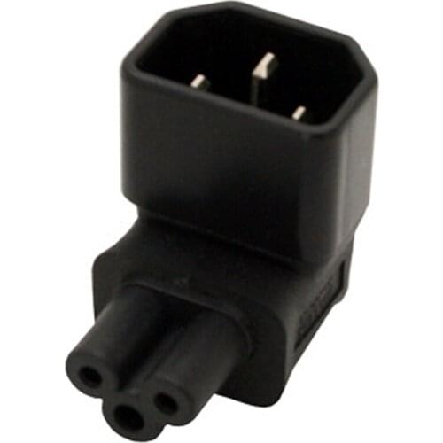 Black 10A CE Copper IEC320 C14 to C5 Computer UPS PDU Power Rewirable Connector Adaptor Plug Elbow Mount Receptacle Socket Plug
