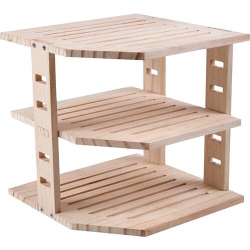 Home Bamboo Countertop 3 Tier Spice Shelf Organizer Multifunctional Corner Kitchen Freely Adjustable Storage Shelf Supplies