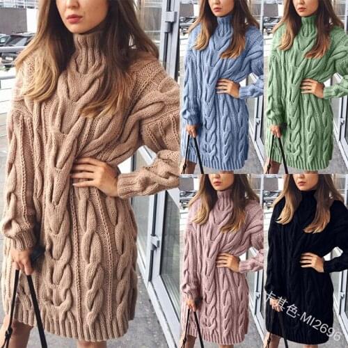 European and American round neck temperament commuter knit solid color loose pullover twist knit sweater