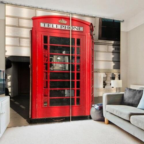 Photo Blackout Window Drapes Luxury 3D Curtains For Living room red house curtains stereoscopic curtains