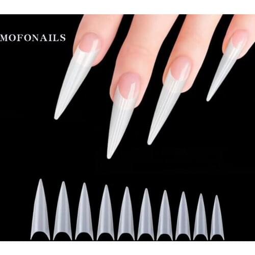 France Extra Long Nail Tips 500pcs With Korean Packing False Tip Clear Natural Nail Fake False Tips For Salon Build Nail Tips,t