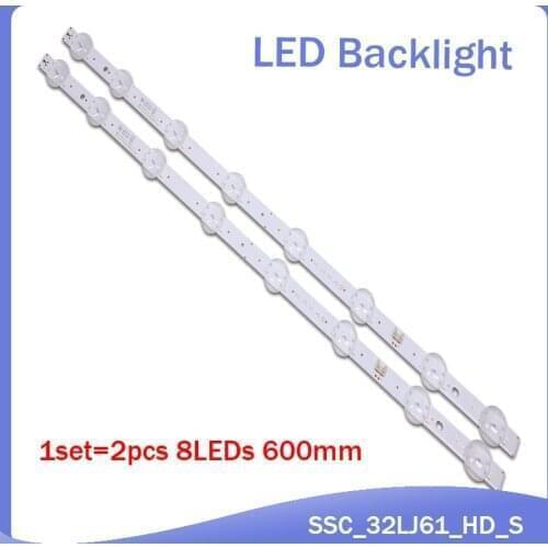 Nuevo Kit) 2 piezas 8LEDs 600mm LED de retroiluminación para LG 32LJ510U SSC_32LJ61_HD S SSC_32LJ61_HD_8LED_REV03_170224