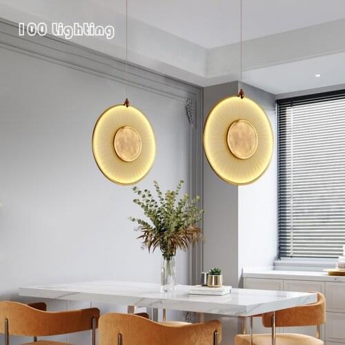 Round LED Chandeliers Fabric Silk Unique Decoration Hanglamp For Dining Room Foyer Bar Office Cord Adjustable Dropshipping