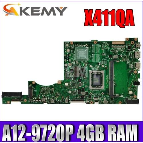X411QA Motherboard W/ A12-9720P 4GB/RAM For Asus X411QA X411QR X411Q X411 Laptop Motherboard X411QR mainboard
