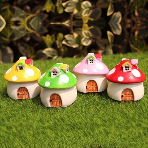 Moss Micro Mushroom House Decoration Mini Flower House Desktop Home DIY Material Landscape 3 Sizes Garden Craft Miniature Gift