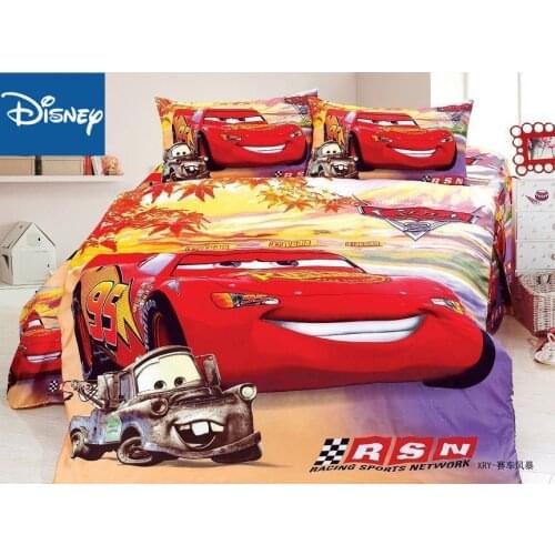 Disney mcqueen single size bedding set for boys bedroom decor quilt covers 99x190cm bed twin fitted sheet 4pcs home textile new