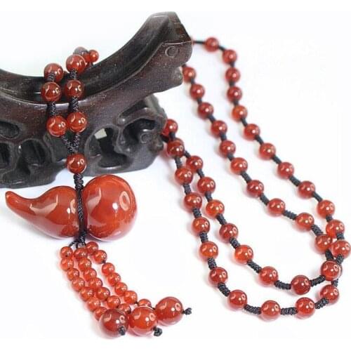 Jade Necklace Sweater chain Natural red agate and chalcedony Bead Necklace Jewelry Fine Jewelry red chalcedony Bead Necklace