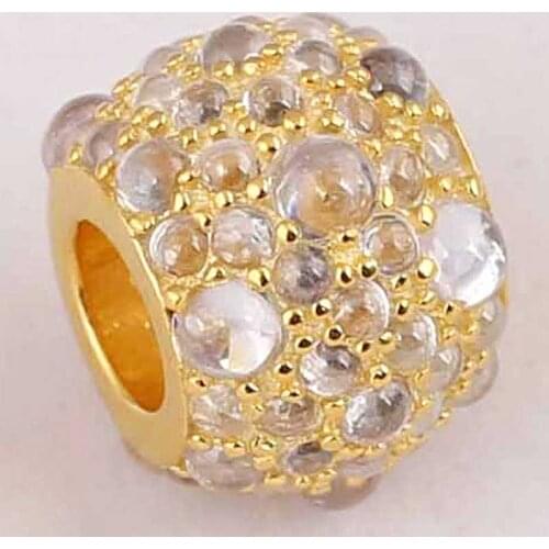 Original Gold Color Shimmering Droplets With Crystal Pendant Beads Fit 925 Sterling Silver Charm Bracelet Diy Jewelry