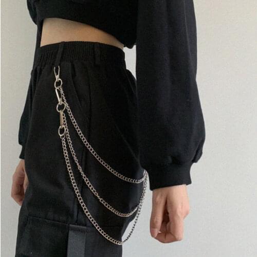 Punk Hip Hop Metal Pants Waist Chain Hipster Men Women Big Ring Trousers Multilayer Chain Jeans Keychains Unisex Fashion Jewelry