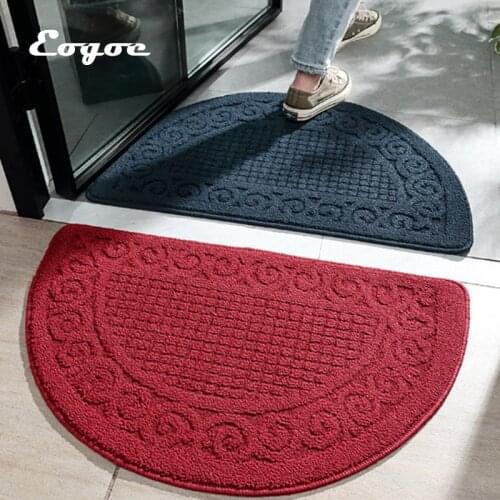 Eogoe Semicircle Retro Home Entrance Doormat Entryway Half Moon Door Mat Door Carpet for Bedroom Indoor Dust Removal Floor Mats