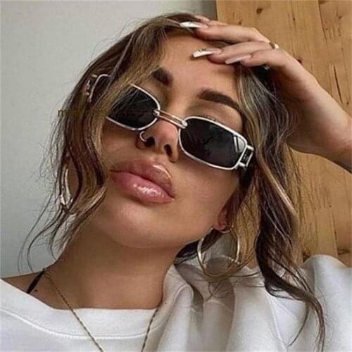 Fashion Glasses Men Rectangle Shades Famous Brand Small Frame Square Women Sunglasses 2021 Luxury Designer Earring Eyewear Femin