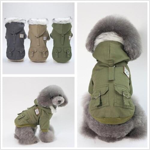 Warm dog clothes small dog dog clothes Pitbull Chihuahua winter warm hoodie jacket pocket coat