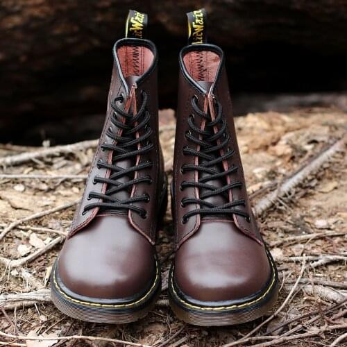 High Top Martin Boots Men Leather Shoes Winter Women Motorcycle Boots Snow Black Couple Boots Unisex Fashion Shoes