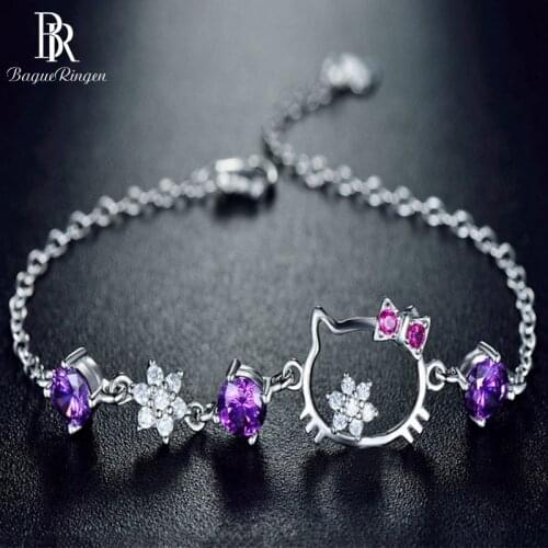 Bague Ringen 925 silver cat shape Bracelet for Women 2 colors choice Silver 925 Jewelry Fashionable Lovely Cute Student gift