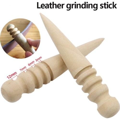 1Pcs Leathercraft Tool Edges Slicker Round Wood Multi-Size Leather Edge Slicking Burnishing Supplies Leather Burnisher
