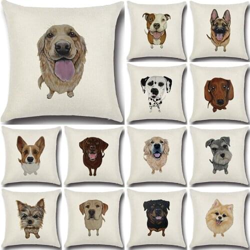 1 Pcs Pug Dog Bulldog Pattern Cotton Linen Throw Pillow Cushion Cover Car Home Sofa Bed Decorative Pillowcase funda cojin 40189