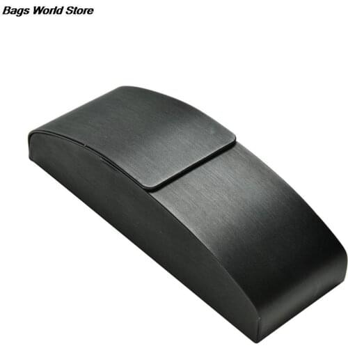 1pc Portable Men Women Eyeglasses Box Exquisite Glasses Case Hard Luxury Sunglasses Case Fine PU Leather Glasses Bags Black