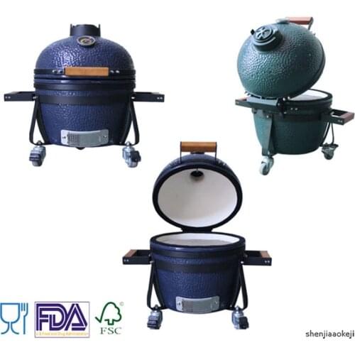 14-Inch Outdoor Ceramic Mini barbecue Grill High Temperature Resist Desktop BBQ Charcoal Grill for Party/Home/Garden/camping 1pc