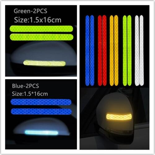 Car Stickers 2Pcs Car Reflector Rearview Mirror Reflective Sticker Truck Vehicle Strip Tape Reflective Strips Accessories