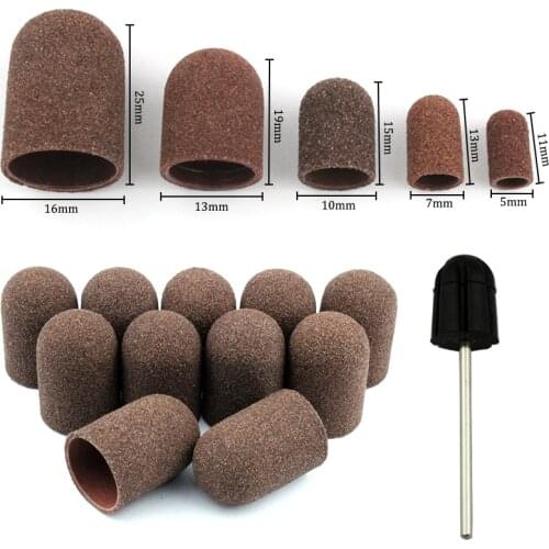 50Pcs/Set 120# Grit Nail Sanding Caps Rubber Grip Pedicure Polishing Sand Block Electric Drill Accessories Bit Manicure Tools