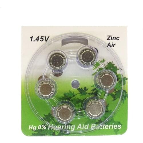 6PCS/LOT A13 PR48 Zinc Air 1.45V for Hearing Aid coin cell Batteries best quality