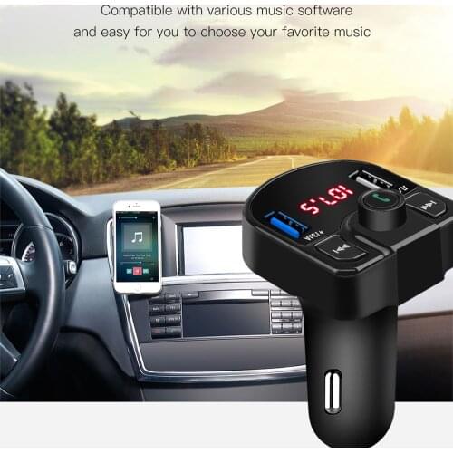 Bluetooth 5.0 Voltage Digital Display Car FM Transmitter Handsfree Dual USB Phone Charger 3.1A 1A TF Card U Disk Mp3 Player
