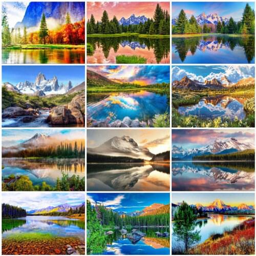 AZQSD Diamond Painting Mountain 5d Diy Full Square Diamond Embroidery Lake Scenery Home Decor Handmade Cross Stitch Kits