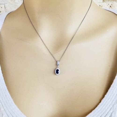 Black Stone 925 Sterling Silver Necklace Women Girls Gift Jewelry Accessories Fashion Handmade Elegant Chain