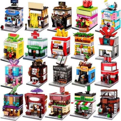 Racing Car Police City Mini Street Food Retail Market Store Chinatown Architecture Building Blocks Bricks Toys Christmas Gifts