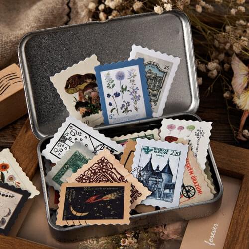 Vintage Stamp Collection Series Journal Decorative Stickers Scrapbooking Stick Label Diary Album Stationery Retro stamp Sticker