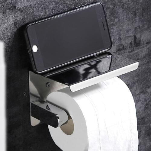 Paper Holders Bathroom Accessories Toilet WC Paper Holder Mobile Phone Roll Holder with Shelf Towel Rack MJ