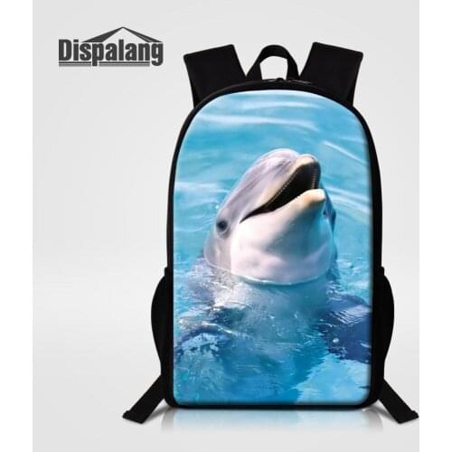 Dispalang Cute Dolphin Printing School Backpacks for Primary Students Male Leisure Travel Rucksack Lightweight School Back Pack