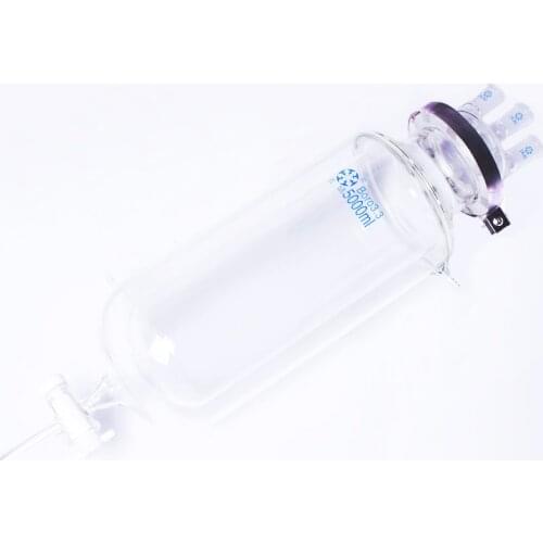 Double-layer cylindrical round bottom open reactor bottle 5000ml 24/40,150mm flange,With iron clip,with PTFE switch valve