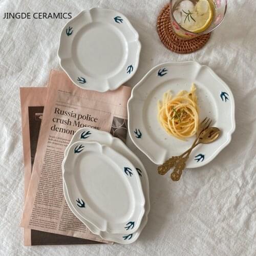 European Style Ceramic Fish Plate Restaurant Serving Tray Western Food Plates Spaghetti Salad Dishes Household Kitchen Tableware