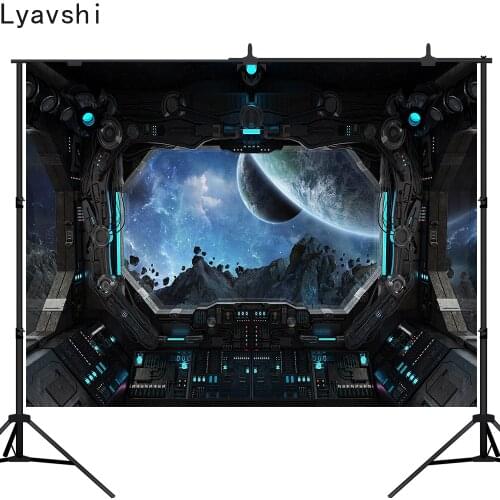 Lyavshi Spaceship Backdrop 3D Universe Space Travel Science explore Earth Photo Background Kids Birthday Portrait Shoot Studio