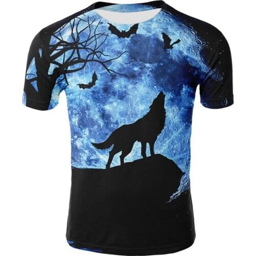 2021 new Summer fashion T-shirt Men Streetwear Round Neck Short Sleeve Tees Funny Animal Male Clothes Casual Wolf 3D Print Tops