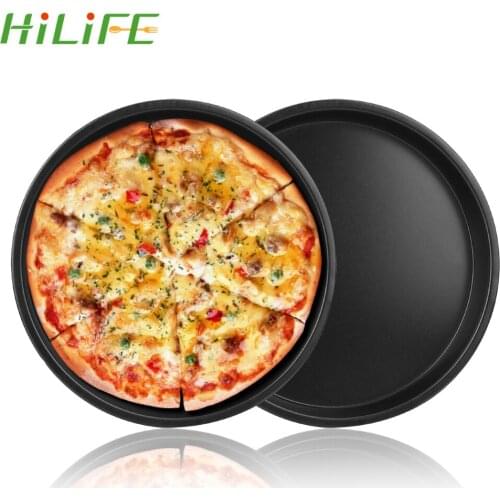 HILIFE Carbon Steel Pans Pizza Bakeware Dish Non-stick Mould DIY Baking Tool 6 7 8 Inch Plate Kitchen Baking Pizza Mold