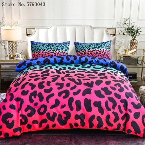 2/3 Pieces Multiple-Color Bedding Set Leopean Duvet Cover Pink Blue Colorful Bed Quilt Cover For Bedroom Bed Cover Set No Sheets