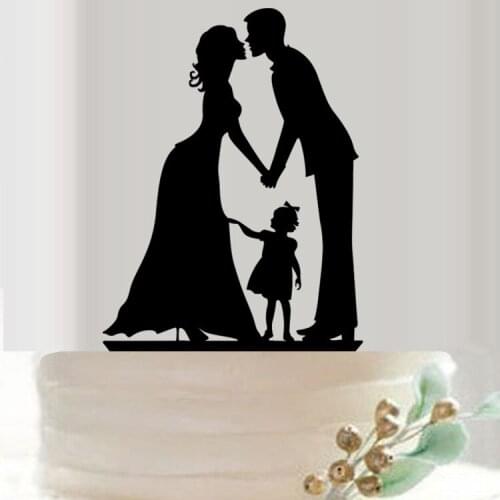 Sweet Family Kissing with Baby Girl Acrylic Wedding Cake Topper Wedding Decoration Cake Topper Cake Stand Cake Top Decoration