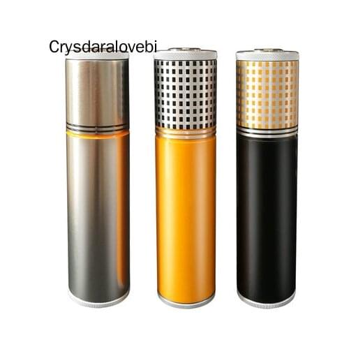 MINI Gadgets Yellow&Black&Silver Travel Aluminium Alloy Cigar Tube Portable Jar Metal Humidor W/ Humidifier Hygrometer