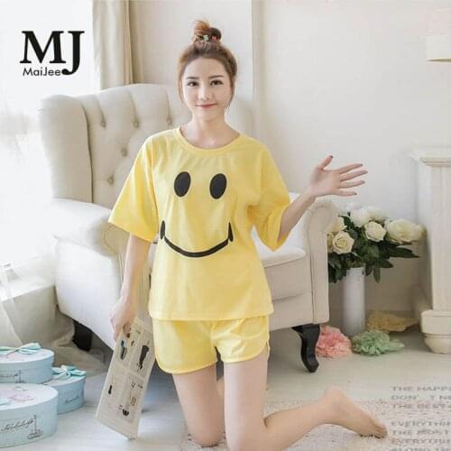 MJ024A Korean Smiling Face Pajamas Short Sleeve Pigiama Donna Pyjamas Women Pajama Sets Pijama Mujer Pyjamas Feminino Lingerie