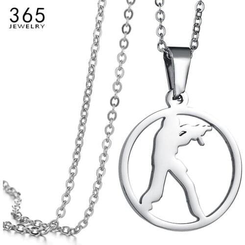 Fashion Jewelry CS GO Counter Strike Pendant Necklace Stainless Steel Color Sniper Shape Necklace For Men Party Gift