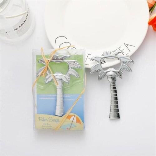 Newest "Palm Breeze" Chrome Palm Tree Bottle Opener Wedding Bridal Shower Favor Gift For Guests Wedding Decoration 10Pcs/Lot