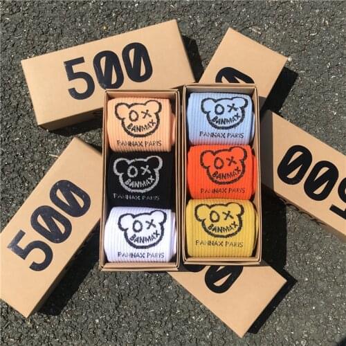 2021 New Lovely Little Bear Graffiti Trendy Womens Socks Male Female Couples Movement trend Casual Cotton Socks 3 pair/Box