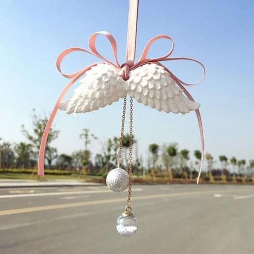 New Product Car Pendant Angel Wing Rear View Mirror Decoration Hanging Charm Ornaments Cars Interior Accessories For Gifts