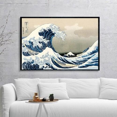 Original Kanagawa Surfing Katsushika Hokusai Canvas Painting Print Picture Poster Wall Bedroom Home Decoration