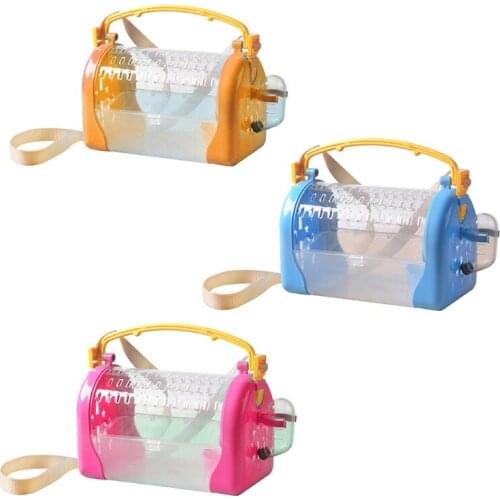 Birds Travel Carrier with Handle Kettle Bowl Strap Breathable Clear View Carry Cage for Finch Conure Parakeet 3 Colors