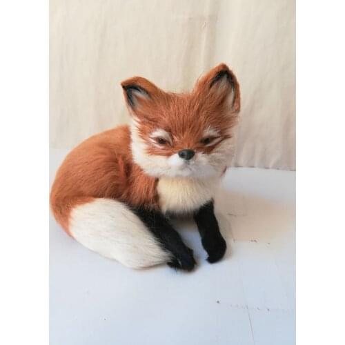 Polyethylene&furs prone fox about 14x12cm brown fox hard model prop.home decoration Xmas gift w0443